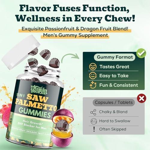 Gomitas de Saw Palmetto para Hombres – 600mg Bloqueador DHT Extra Fuerte con Biotina y Semilla de Calabaza – Apoya la Función Prostática, Flujo - imagen 5