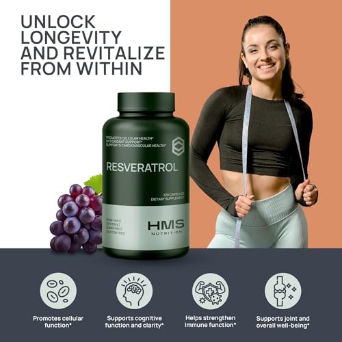 HMS Nutrition Resveratrol 1400 mg por Porción — 120 Cápsulas Veganas | Trans-Resveratrol de Alta Potencia con Acai, Semilla de Uva y Té Verde | - imagen 4