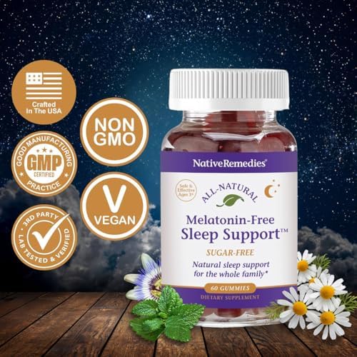 Gomitas para dormir sin melatonina de Native Remedies – Fórmula herbal sin azúcar con GABA, Magnesio, L-Teanina y Valeriana – Suplemento natural para - imagen 2