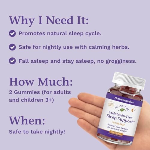 Gomitas para dormir sin melatonina de Native Remedies – Fórmula herbal sin azúcar con GABA, Magnesio, L-Teanina y Valeriana – Suplemento natural para - imagen 5