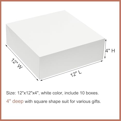 Cajas de Regalo Grandes Mefleet 12x12x4 Pulgadas con Tapa, Paquete de 10, Cajas Cuadradas para Ropa, Bufandas, Regalos de Navidad y Cumpleaños, Color - imagen 2