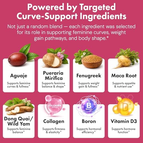 Gomitas BBL para Curvas Femeninas - Aumentador de Peso con Aguaje, Pueraria Mirifica y Fenogreco | Crecimiento de Glúteos y Mejora de Caderas (60 - imagen 4