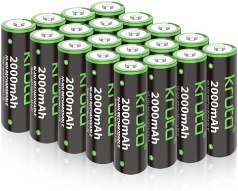Baterías Recargables AA Kruta NiMH 2000mAh 1.2V de Alta Capacidad, Paquete de 20, Cargadas Previamente, Recarga Hasta 1200 Veces para Luces Solares - imagen 1