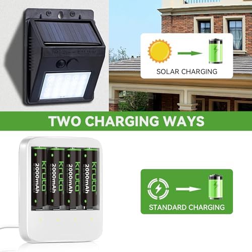 Baterías Recargables AA Kruta NiMH 2000mAh 1.2V de Alta Capacidad, Paquete de 20, Cargadas Previamente, Recarga Hasta 1200 Veces para Luces Solares - imagen 6