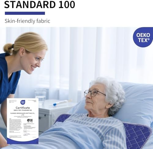 Almohadillas Lavables para Incontinencia en Adultos - Extra Grande XXL 34x52 Pulgadas (Paquete de 2) - Azul, Impermeables y Reutilizables para Cama - imagen 7