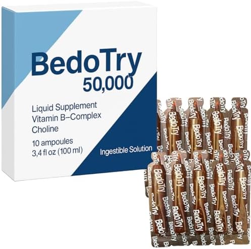 BedoTry Suplemento Líquido de Vitaminas Complejo B - 10 Ampolletas (100 ml) - Con Colina - Apoya Energía, Metabolismo y Salud Nerviosa - imagen 1