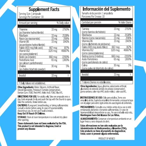 BedoTry Suplemento Líquido de Vitaminas Complejo B - 10 Ampolletas (100 ml) - Con Colina - Apoya Energía, Metabolismo y Salud Nerviosa - imagen 6
