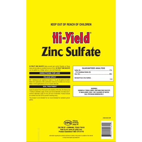 Hi-Yield (21624) Sulfato de Zinc (4 lbs.) - Fertilizante para Plantas y Jardines - imagen 2