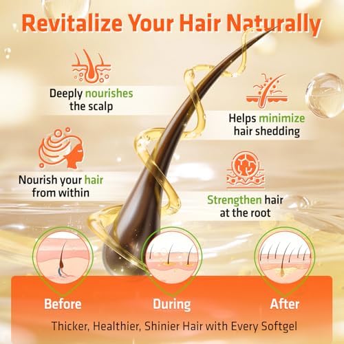 Cápsulas de Aceite de Semilla de Calabaza duwhot para el Cabello, con Saw Palmetto, Vitaminas A, E, Biotina, Zinc, 3000mg por Porción, 180 Softgels - imagen 4