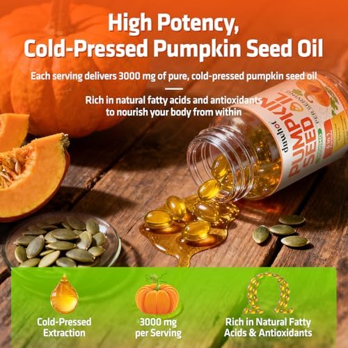Cápsulas de Aceite de Semilla de Calabaza duwhot para el Cabello, con Saw Palmetto, Vitaminas A, E, Biotina, Zinc, 3000mg por Porción, 180 Softgels - imagen 6