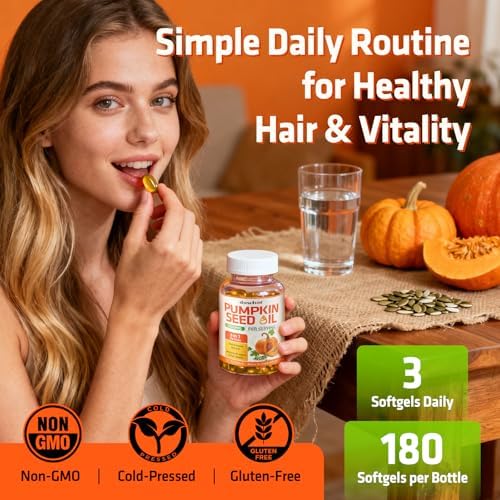Cápsulas de Aceite de Semilla de Calabaza duwhot para el Cabello, con Saw Palmetto, Vitaminas A, E, Biotina, Zinc, 3000mg por Porción, 180 Softgels - imagen 7