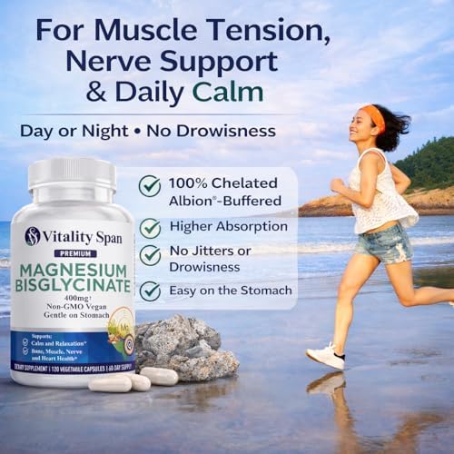Glicinato de Magnesio 400mg, Magnesio Bisglicinato Quelado para Relajación y Sueño, Extra Fuerte con Óxido de Magnesio, Suave para el Estómago, - imagen 3