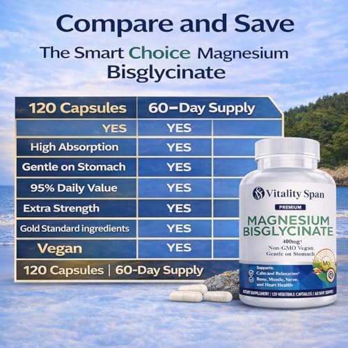 Glicinato de Magnesio 400mg, Magnesio Bisglicinato Quelado para Relajación y Sueño, Extra Fuerte con Óxido de Magnesio, Suave para el Estómago, - imagen 5