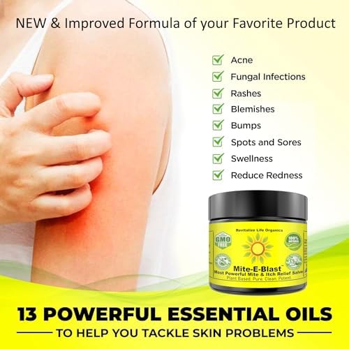 Mite-E-Blast Ungüento Alivio Potente a Base de Plantas para Picaduras de Insectos y Molestias por Ácaros con Aceite de Neem y Árbol de Té - imagen 2