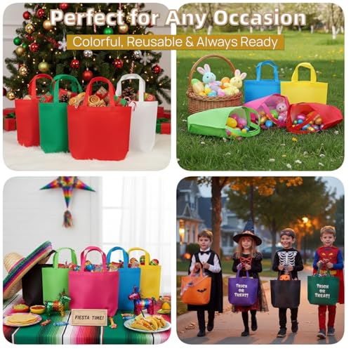 Nicunom 60 Piezas de Bolsas de Tela No Tejida para Fiestas, 13 x 10, Coloridas y Reutilizables, Bolsas de Regalo con Asas para Cumpleaños y Baby - imagen 7