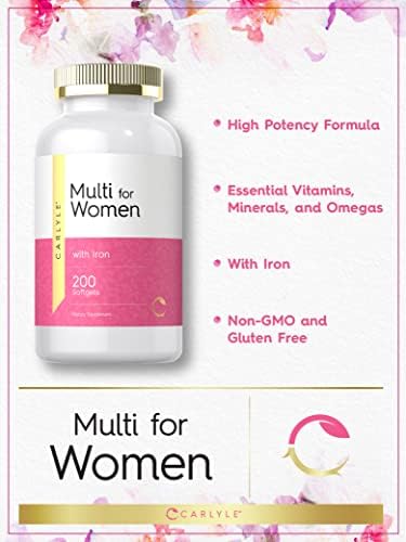 Multivitamínico Carlyle para Mujeres con Hierro | 200 Cápsulas Blandas | Vitaminas, Minerales y Omega Esenciales | Suplemento Nutricional Sin OGM y - imagen 3