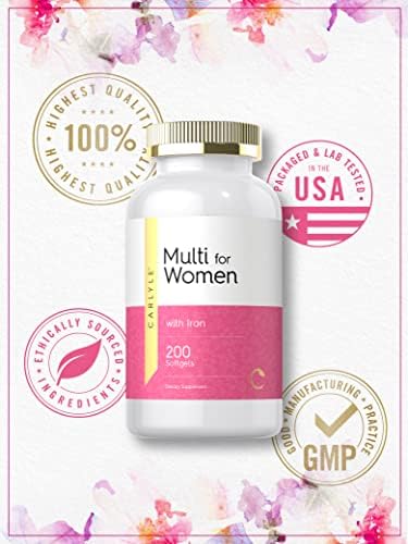Multivitamínico Carlyle para Mujeres con Hierro | 200 Cápsulas Blandas | Vitaminas, Minerales y Omega Esenciales | Suplemento Nutricional Sin OGM y - imagen 5