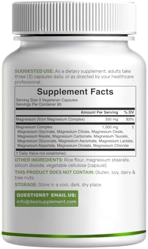 Complejo de Magnesio 12 en 1 para Mujeres 1,000 mg, 240 Cápsulas Vegetarianas | Magnesio Glicinato, Citrato, Malato, Taurato, Orotato, Óxido y Más | - imagen 6