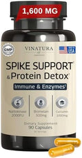 Suplemento VINATURA Spike Protein Detox - Complejo Enzimático con 1000 mg de Curcumina, 500 mg de Bromelina y 2000 FU de Nattokinasa - 90 Cápsulas - imagen 1