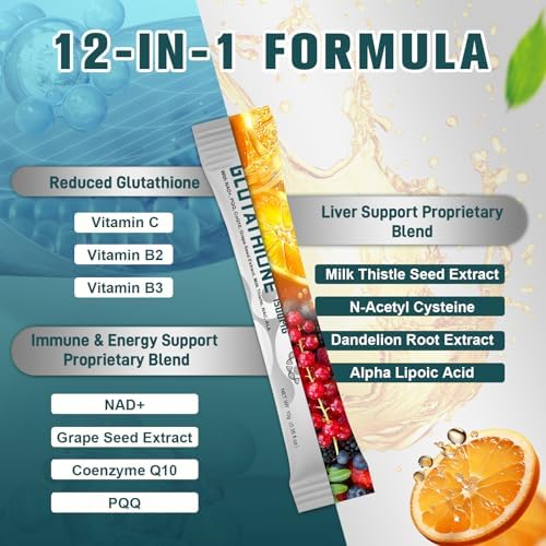 Suplemento Liposomal de Glutatión 1500mg, 12 en 1, Alta Absorción Líquida con NAD+, CoQ10, NAC y Ácido Alfa Lipoico - Apoya la Desintoxicación - imagen 2