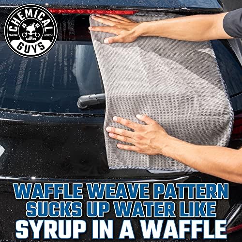 Toalla de Secado de Microfibra Waffle Weave Gray Matter de Chemical Guys, Paquete de 2, Toallas Gigantes para Secado Rápido de Autos, Sin Rayas - imagen 3