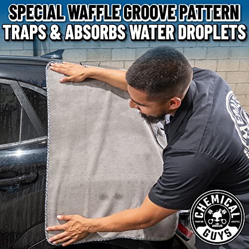 Toalla de Secado de Microfibra Waffle Weave Gray Matter de Chemical Guys, Paquete de 2, Toallas Gigantes para Secado Rápido de Autos, Sin Rayas - imagen 4
