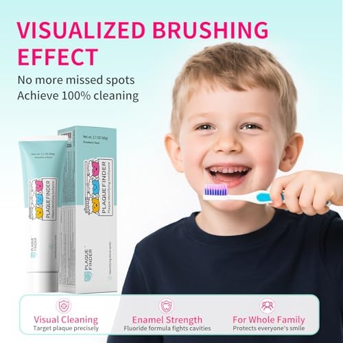 Pasta de Dientes Reveladora de Placa para Niños, Sabor Fresa con Flúor, Herramienta Divertida de Salud Oral para 3 Años+, 2.1oz - imagen 7