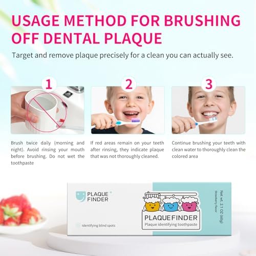 Pasta de Dientes Reveladora de Placa para Niños, Sabor Fresa con Flúor, Herramienta Divertida de Salud Oral para 3 Años+, 2.1oz - imagen 8