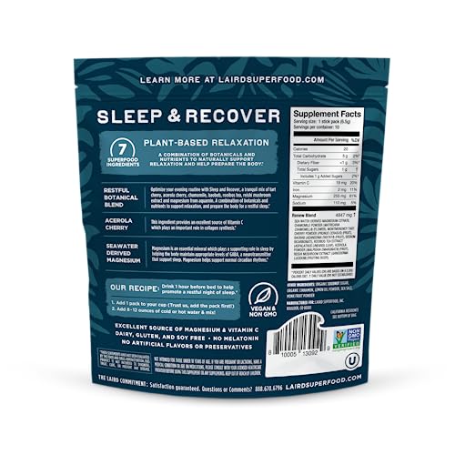 Laird Superfood Sleep & Recover, Mezcla en Polvo para Dormir y Recuperar con Cereza Ácida y Manzanilla, 0.3 Oz, Paquete de 10 - imagen 2