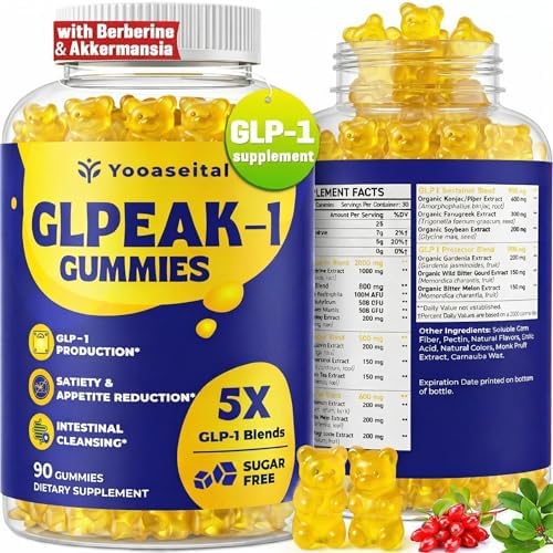 Yooaseital GLP-1, Suplemento GLP-1 Natural para Hombres y Mujeres, Gomitas con Berberina y Probiótico Akkermansia, 90 Gomitas Sin Azúcar para - imagen 1