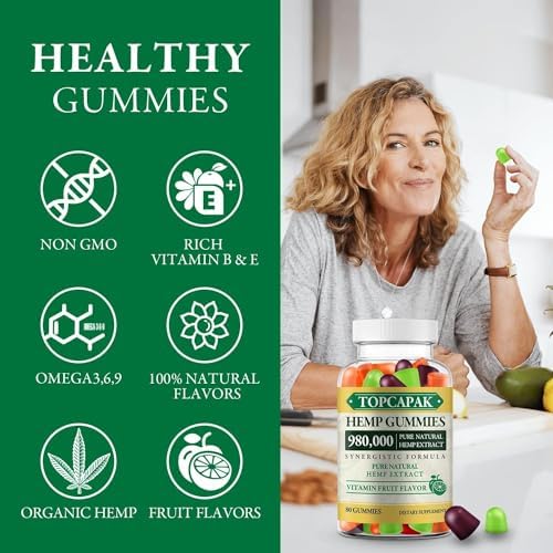 Paquete de 2 gomitas de cáñamo para dormir, aliviar el dolor y la ansiedad - Suplemento avanzado de alta potencia con extracto puro de cáñamo - Mejor - imagen 6