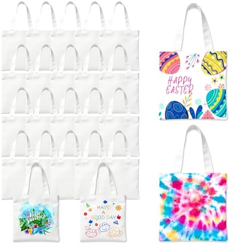 Joyclub Paquete de 24 Mini Bolsas Tote de Sublimación 8 x 8.75 in Blancas, Reutilizables para Manualidades, Fiestas, Bodas y Cumpleaños - imagen 1