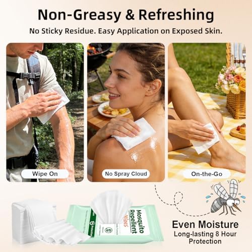Toallitas Repelentes de Mosquitos Naturales, 70 Contenidos, Tamaño Portátil, Paquete Reutilizable de 10 Toallitas, Ideal para Camping, Senderismo y - imagen 4