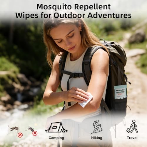 Toallitas Repelentes de Mosquitos Naturales, 70 Contenidos, Tamaño Portátil, Paquete Reutilizable de 10 Toallitas, Ideal para Camping, Senderismo y - imagen 7