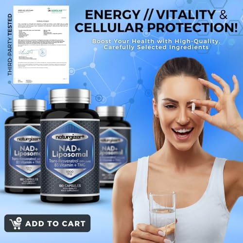 Suplemento Liposomal de NAD+ Naturgizer+ con Resveratrol, Vitamina B3 y TMG | Fórmula Real de NAD Plus | Apoyo Energético y Antienvejecimiento 4 en 1 - imagen 3