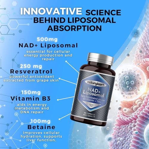 Suplemento Liposomal de NAD+ Naturgizer+ con Resveratrol, Vitamina B3 y TMG | Fórmula Real de NAD Plus | Apoyo Energético y Antienvejecimiento 4 en 1 - imagen 5