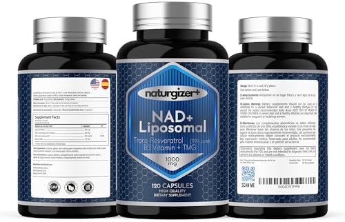 Suplemento Liposomal de NAD+ Naturgizer+ con Resveratrol, Vitamina B3 y TMG | Fórmula Real de NAD Plus | Apoyo Energético y Antienvejecimiento 4 en 1 - imagen 8