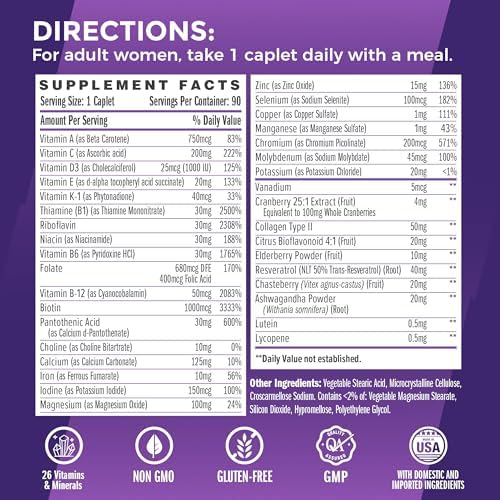 Vitamin World Ultra 360 Multivitamínico para Mujeres, 90 Tabletas Diarias con Colágeno, Ashwagandha y Antioxidantes, Apoyo Energético e Inmunológico - imagen 2