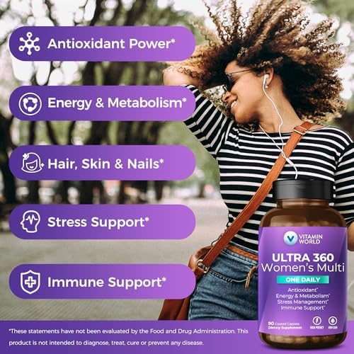 Vitamin World Ultra 360 Multivitamínico para Mujeres, 90 Tabletas Diarias con Colágeno, Ashwagandha y Antioxidantes, Apoyo Energético e Inmunológico - imagen 4