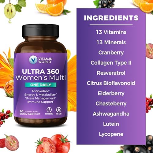 Vitamin World Ultra 360 Multivitamínico para Mujeres, 90 Tabletas Diarias con Colágeno, Ashwagandha y Antioxidantes, Apoyo Energético e Inmunológico - imagen 5