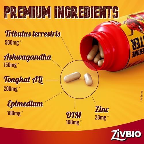 Suplemento Aumentador de Testosterona para Hombres - Mejora Muscular, Energía y Fuerza - Con Ashwagandha, Tongkat Ali, DIM, Zinc y Tribulus - 60 - imagen 3
