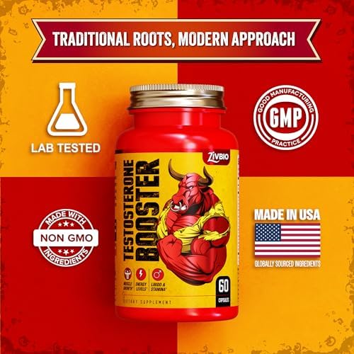 Suplemento Aumentador de Testosterona para Hombres - Mejora Muscular, Energía y Fuerza - Con Ashwagandha, Tongkat Ali, DIM, Zinc y Tribulus - 60 - imagen 5