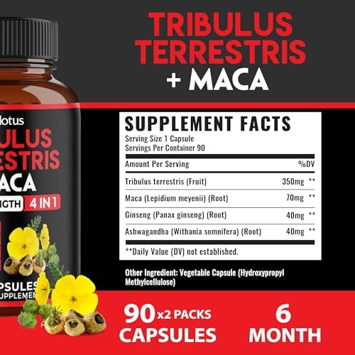 Zolotus 2 Paquetes de Tribulus Terrestris con Raíz de Maca, Raíz de Ashwagandha y Ginseng Panax - Suministro para 6 Meses - imagen 4