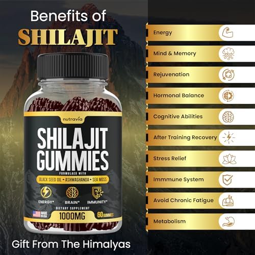 Gomitas de Shilajit 3 en 1 con Musgo Marino, Aceite de Semilla Negra y Ashwagandha - Suplemento Natural con 85+ Minerales, Hecho en EE. UU. (60 - imagen 2