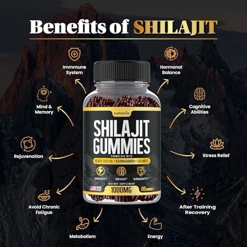 Gomitas de Shilajit 3 en 1 con Musgo Marino, Aceite de Semilla Negra y Ashwagandha - Suplemento Natural con 85+ Minerales, Hecho en EE. UU. (60 - imagen 3