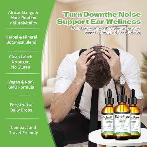 NEWCORE EchoFree PRO 2oz Fórmula Líquida para Bienestar Auditivo con Picolinato de Cromo, Ginkgo Biloba y GABA - Apoyo Diario Vegano para Enfoque y - imagen 3