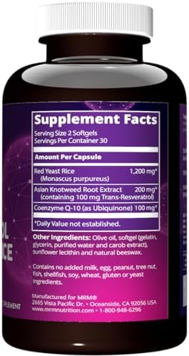 MRM Nutrition CoQ‑10 Resveratrol Arroz de Levadura Roja - CoQ-10 Fermentado, Trans-Resveratrol y Arroz de Levadura Roja, Soporte Natural - imagen 2