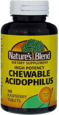 Nature's Blend Acidophilus Masticables Sabor Frambuesa - 100 Tabletas, Paquete de 2 - imagen 1
