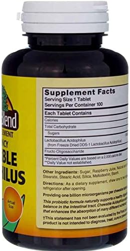 Nature's Blend Acidophilus Masticables Sabor Frambuesa - 100 Tabletas, Paquete de 2 - imagen 3