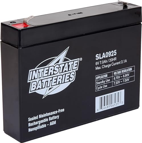 Batería Interstate 6V 7Ah (Terminal F1) SLA AGM VRLA Recargable para Cercas Eléctricas, Sistemas de Respaldo UPS, Solar y Dispositivos Médicos - imagen 1